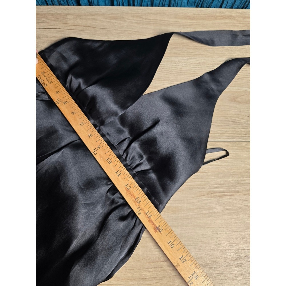 Julie Haus 100% Silk Halter Mini Dress – Black, Elegant Pleated Skirt Size 6 - Picture 8 of 9